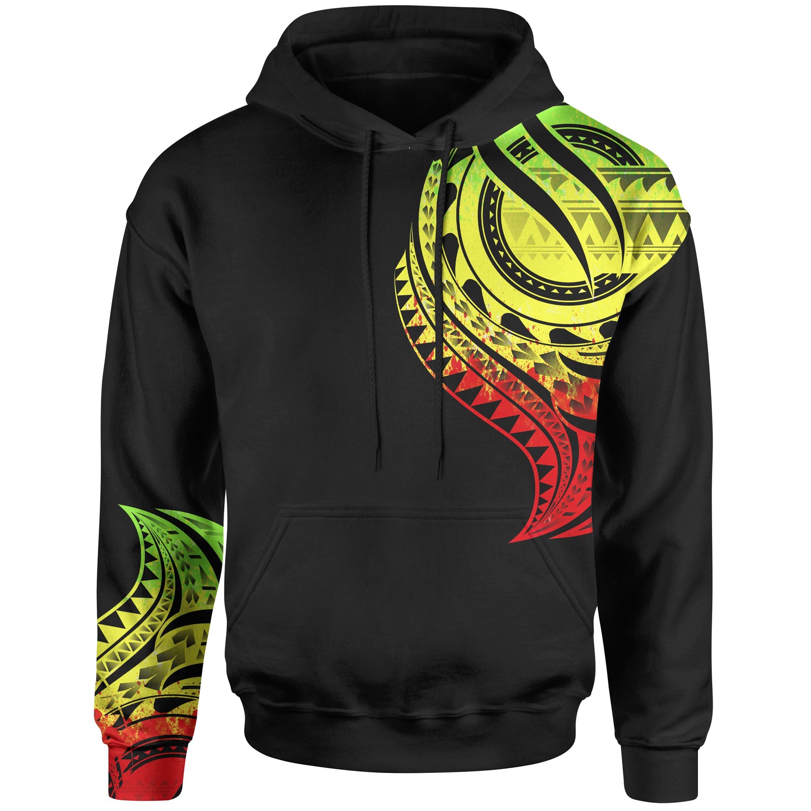 Wallisnd Futuna Hoodie Wallisnd Futuna Tatau Reggae Patterns With Coat ofrms Unisex Black - Polynesian Pride