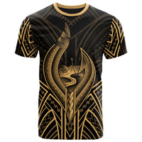 Guam T Shirt Guam Seal Chamorro Tribal Gold Color Unisex Black - Polynesian Pride