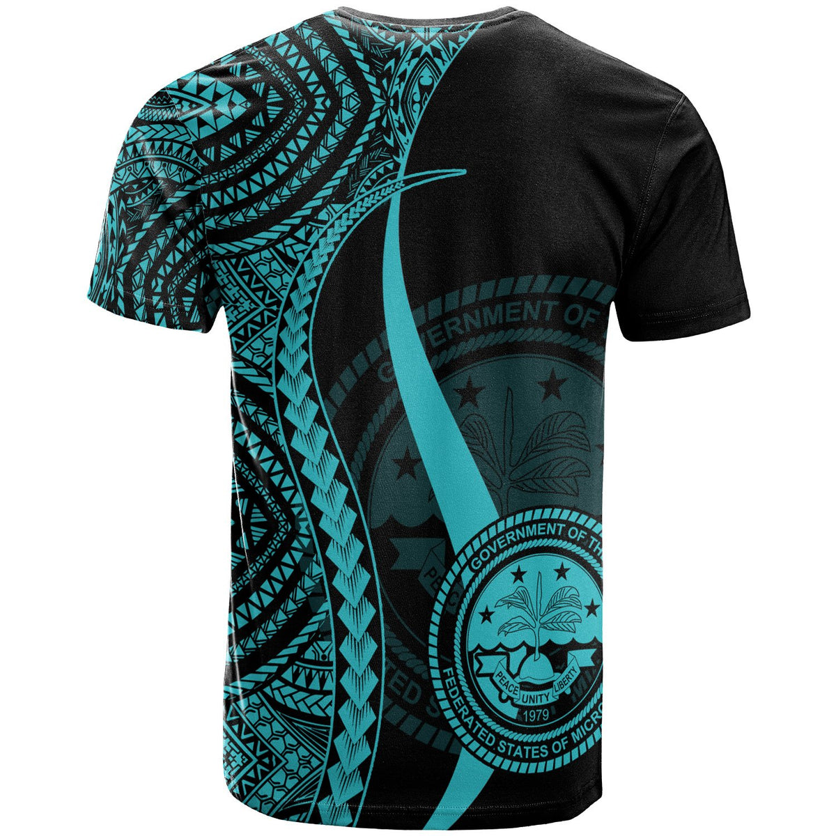 Federated States of Micronesia Custom T Shirt Turquoise Micronesian Tentacle Tribal Pattern - Polynesian Pride