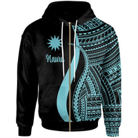 Nauru Hoodie Turquoise Tentacle Tribal Pattern Unisex Turquoise - Polynesian Pride
