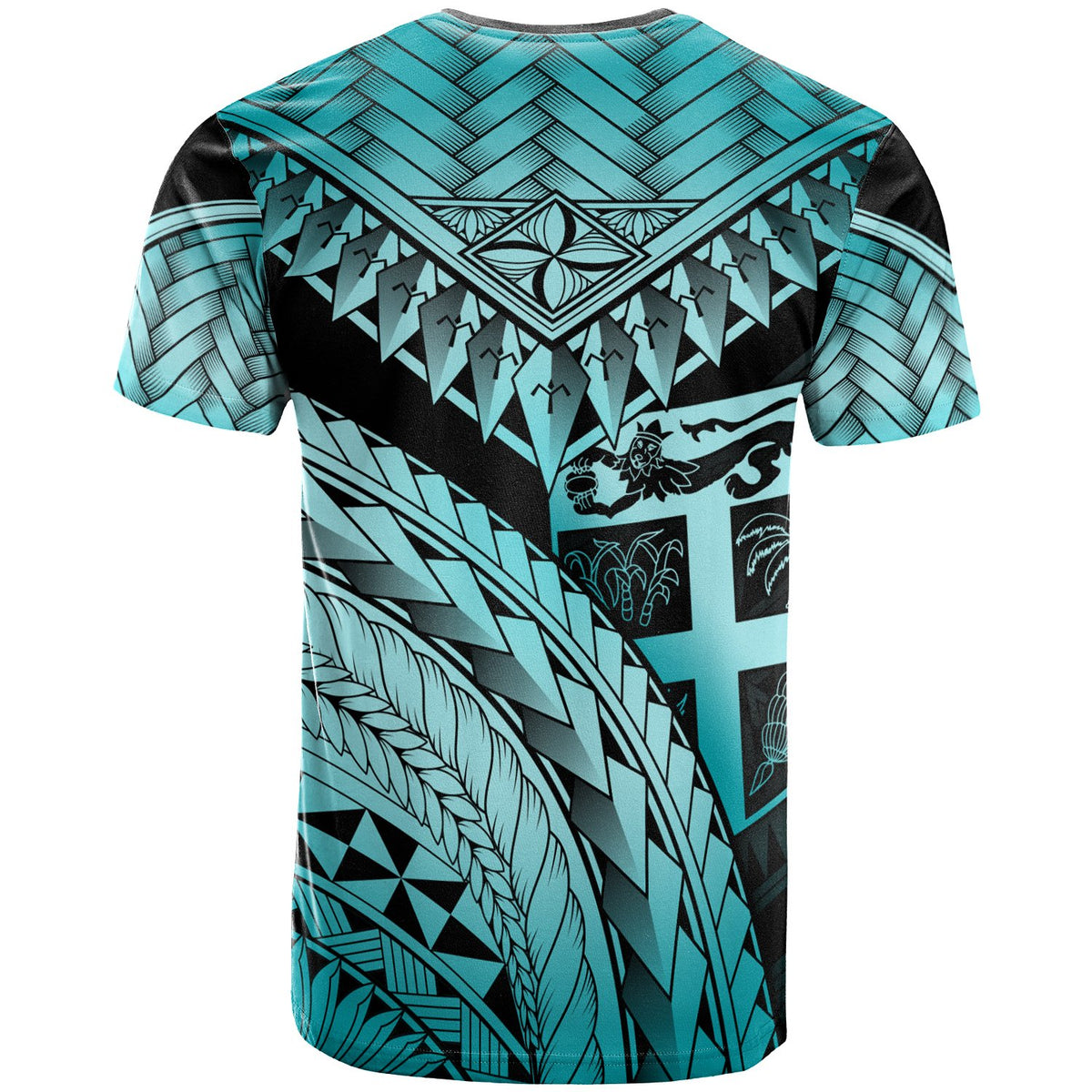 Fiji T Shirt Turquoise Polynesian Necklace and Lauhala - Polynesian Pride
