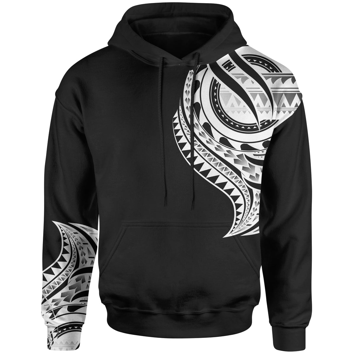 Chuuk State Hoodie Chuuk State Tatau White Patterns With Coat ofrms Unisex Black - Polynesian Pride