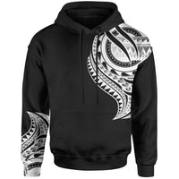 Chuuk State Hoodie Chuuk State Tatau White Patterns With Coat ofrms Unisex Black - Polynesian Pride