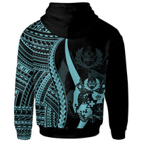 Tonga Zip up Hoodie Turquoise Tentacle Tribal Pattern - Polynesian Pride