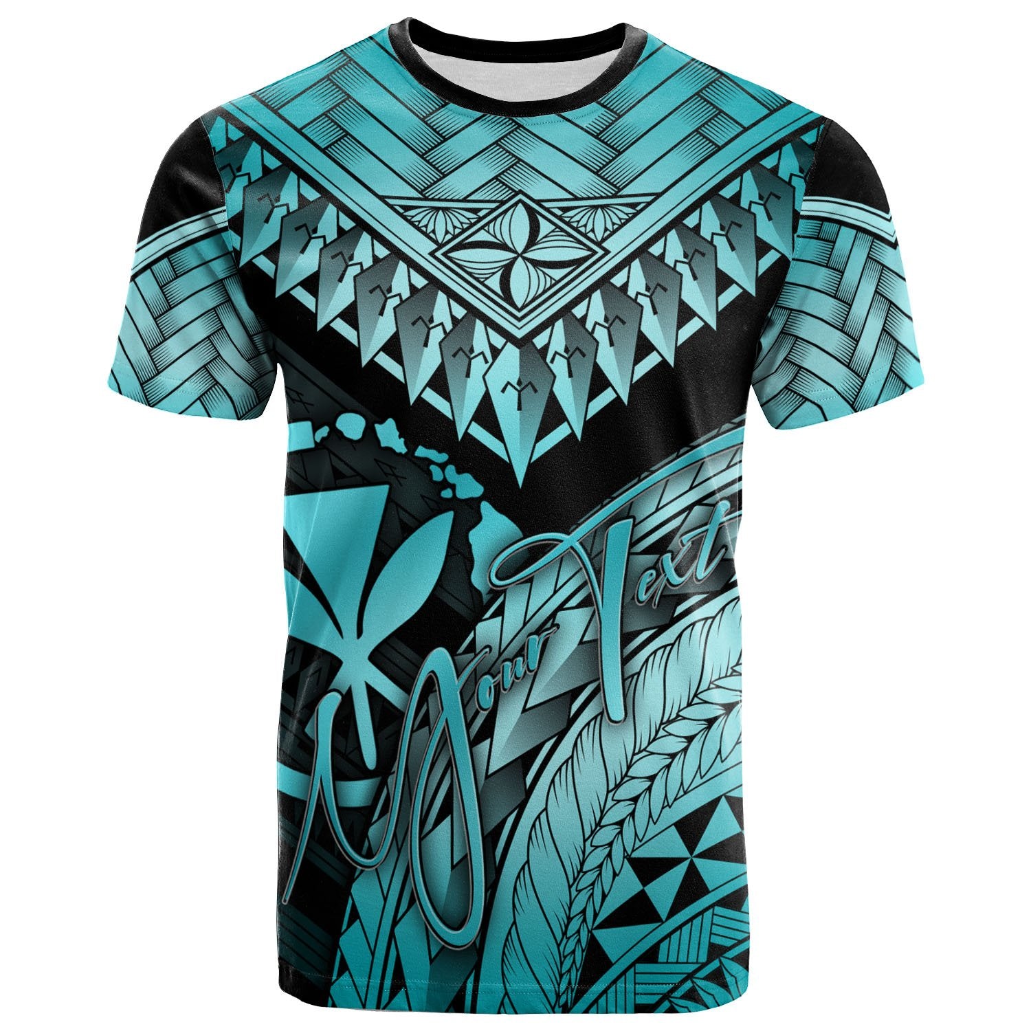 Hawaii Custom T Shirt Turquoise Polynesian Necklace and Lauhala Unisex Turquoise - Polynesian Pride