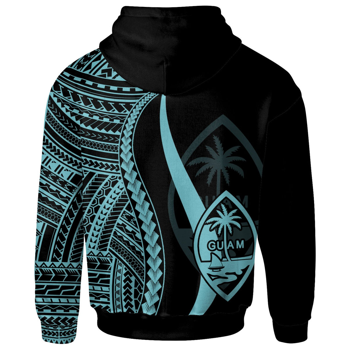 Guam Zip up Hoodie Turquoise Tentacle Tribal Pattern - Polynesian Pride