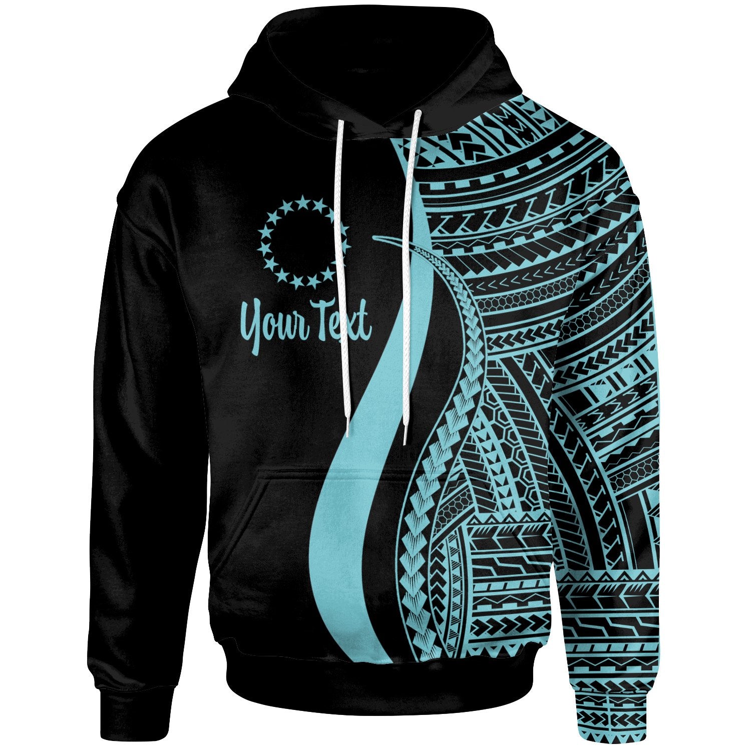 Cook Islands Custom Hoodie Turquoise Tentacle Tribal Pattern Unisex Turquoise - Polynesian Pride