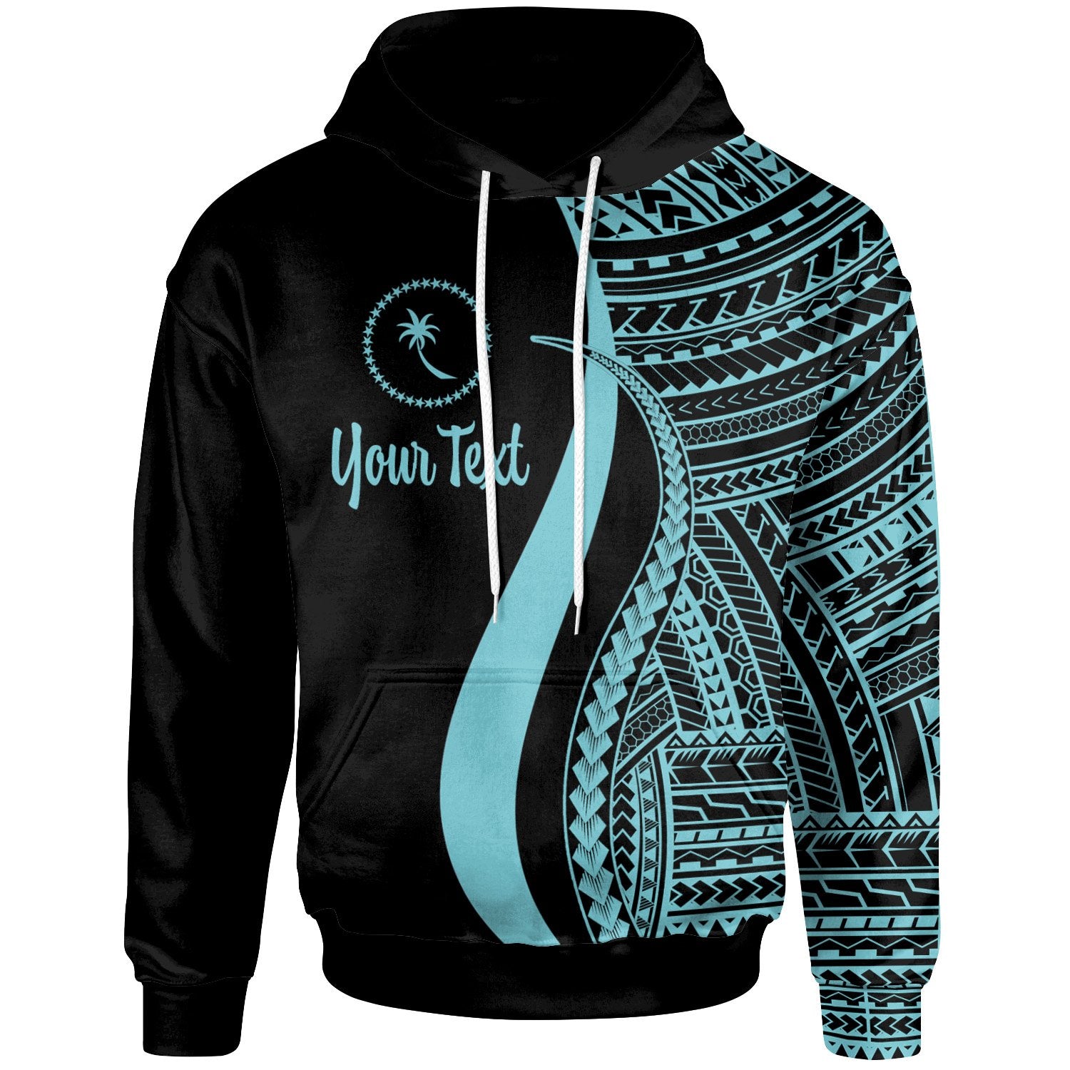 Chuuk Custom Hoodie Turquoise Tentacle Tribal Pattern Unisex Turquoise - Polynesian Pride