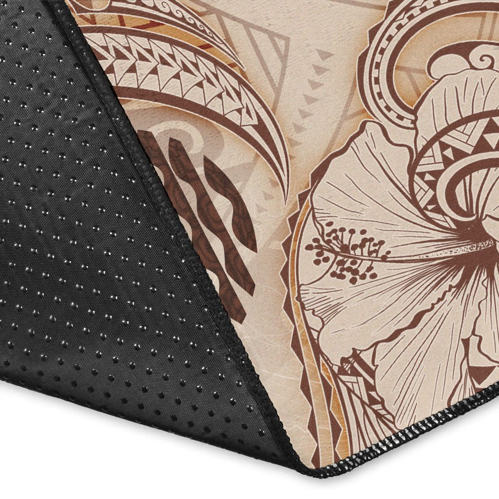 Tahiti Area Rug - Hibiscus Flowers Vintage Style - Polynesian Pride