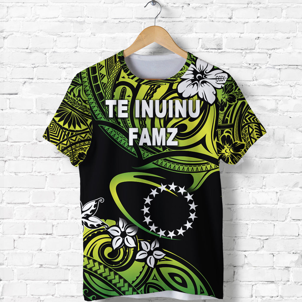 TE INUINU FAMZ Cook Islands Rugby T Shirt Unique Vibes Green LT8 Unisex Green - Polynesian Pride