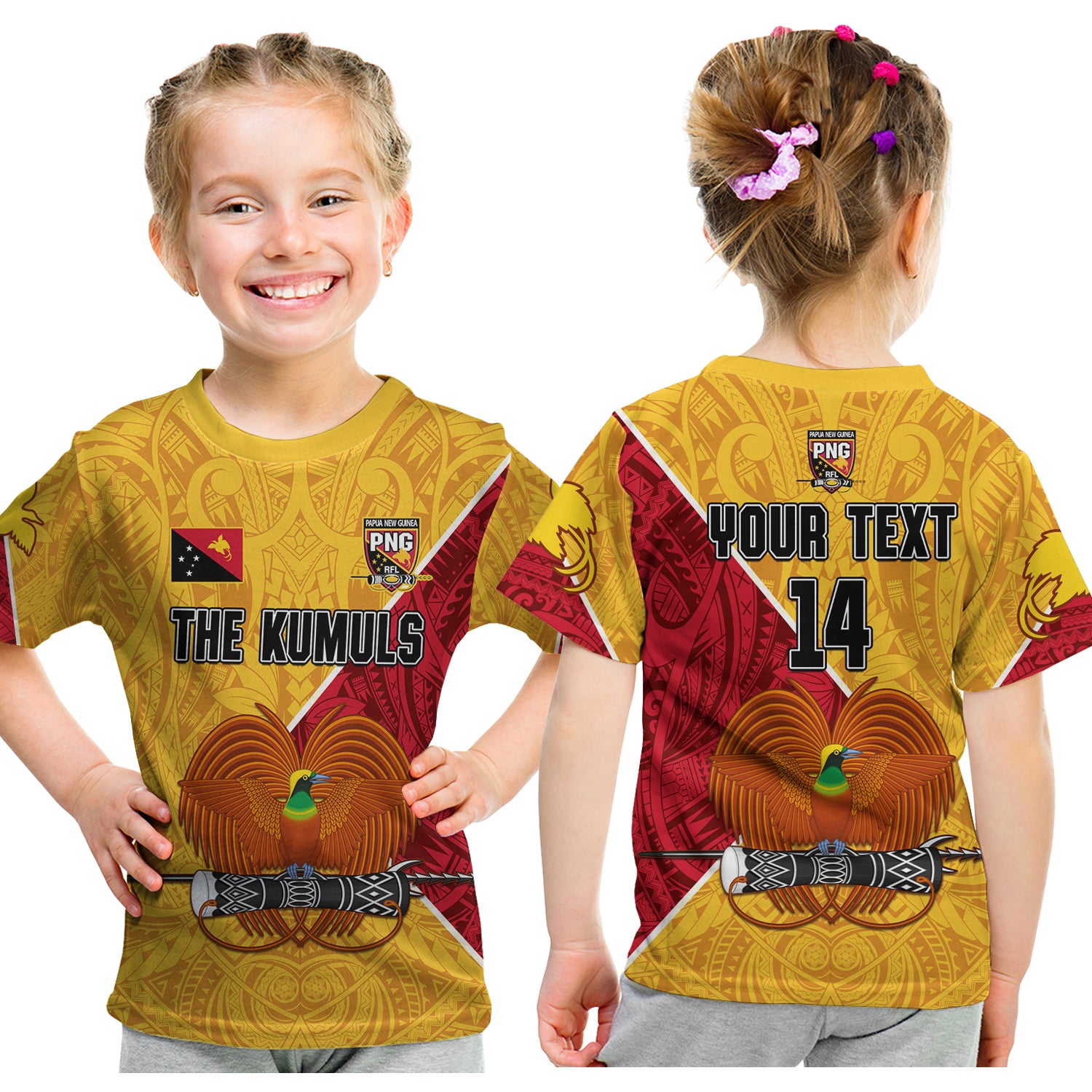 (Custom Text and Number) The Kumuls PNG T Shirt KID Papua New Guinea Polynesian Dynamic Style LT14 - Polynesian Pride