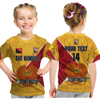 (Custom Text and Number) The Kumuls PNG T Shirt Papua New Guinea Polynesian Dynamic Style LT14 Kid Yellow - Polynesian Pride