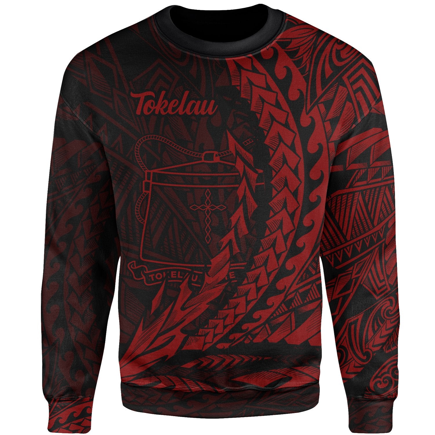 Tokelau Sweatshirt - Wings Style Red Color Unisex Red - Polynesian Pride