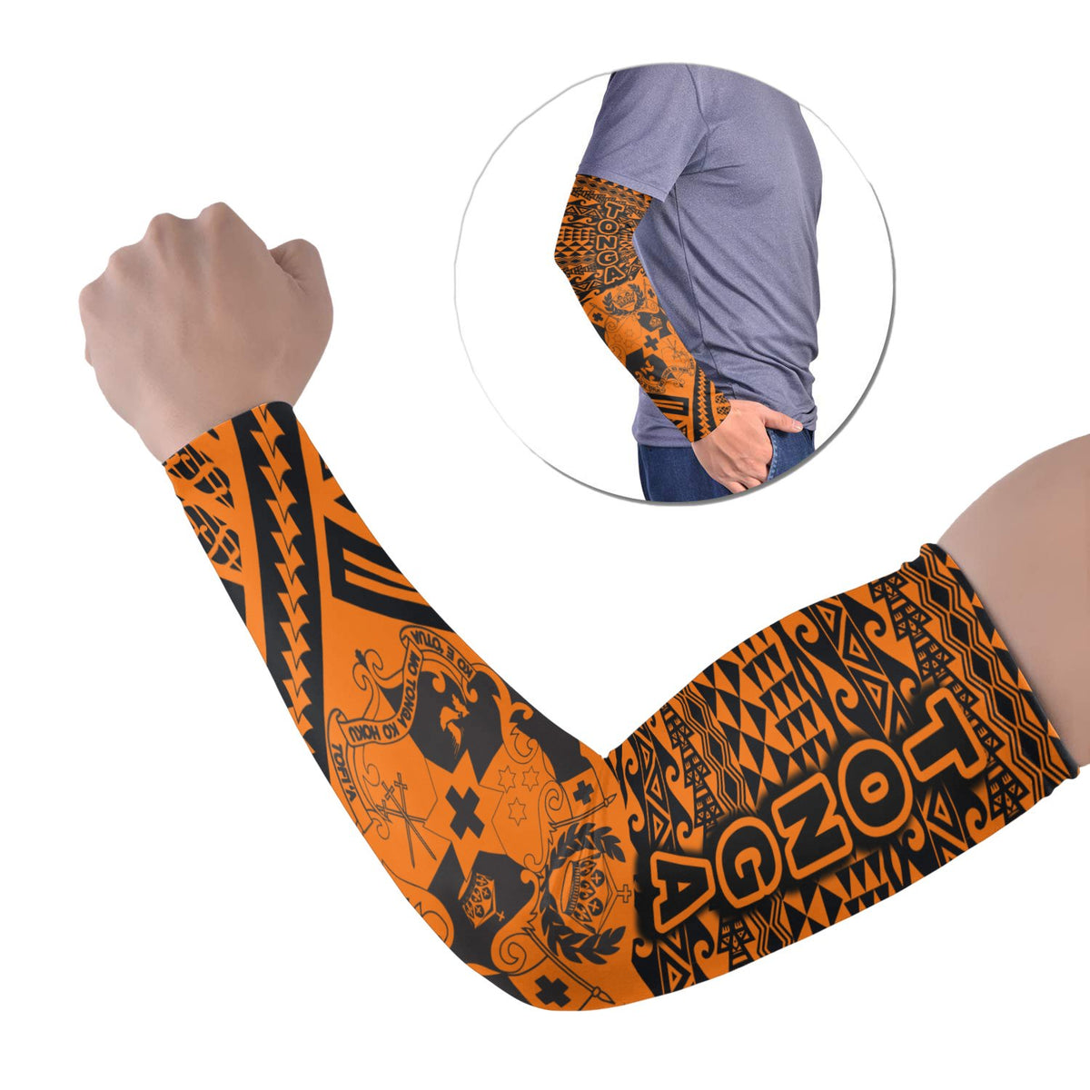 Tonga Arm Sleeve - Polynesian Style (Set of Two) Set of 2 Orange - Polynesian Pride