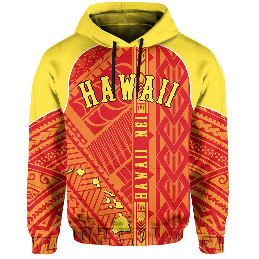 Hawaii Nei Hoodie Polynesian Red and Yellow - Polynesian Pride