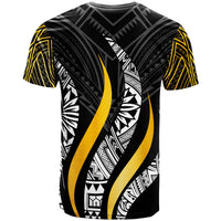 Fiji Custom T Shirt Fijian Strong Fire Pattern Gold - Polynesian Pride