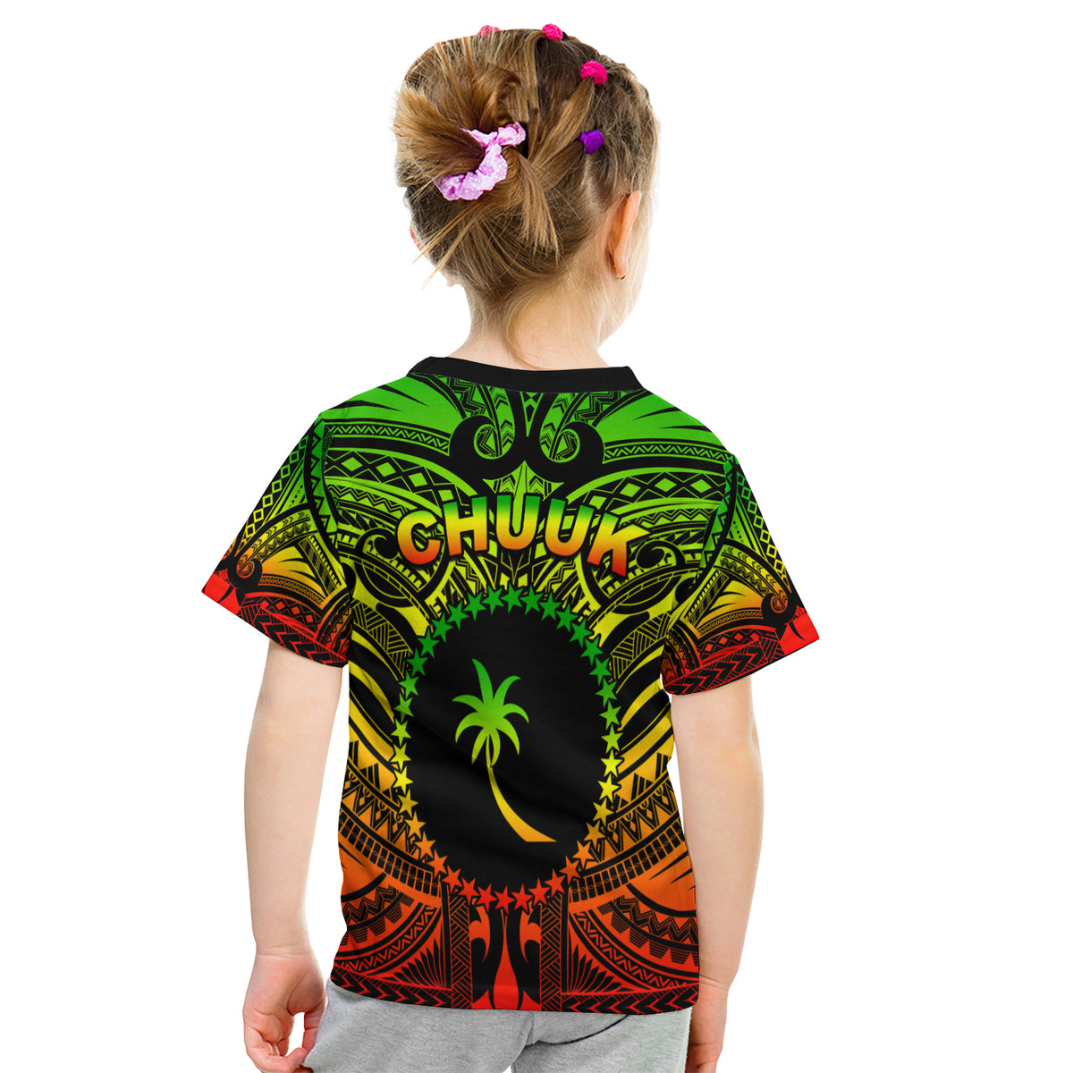 Chuuk Flag T Shirt Kid Micronesia Style Reggae LT13 - Polynesian Pride