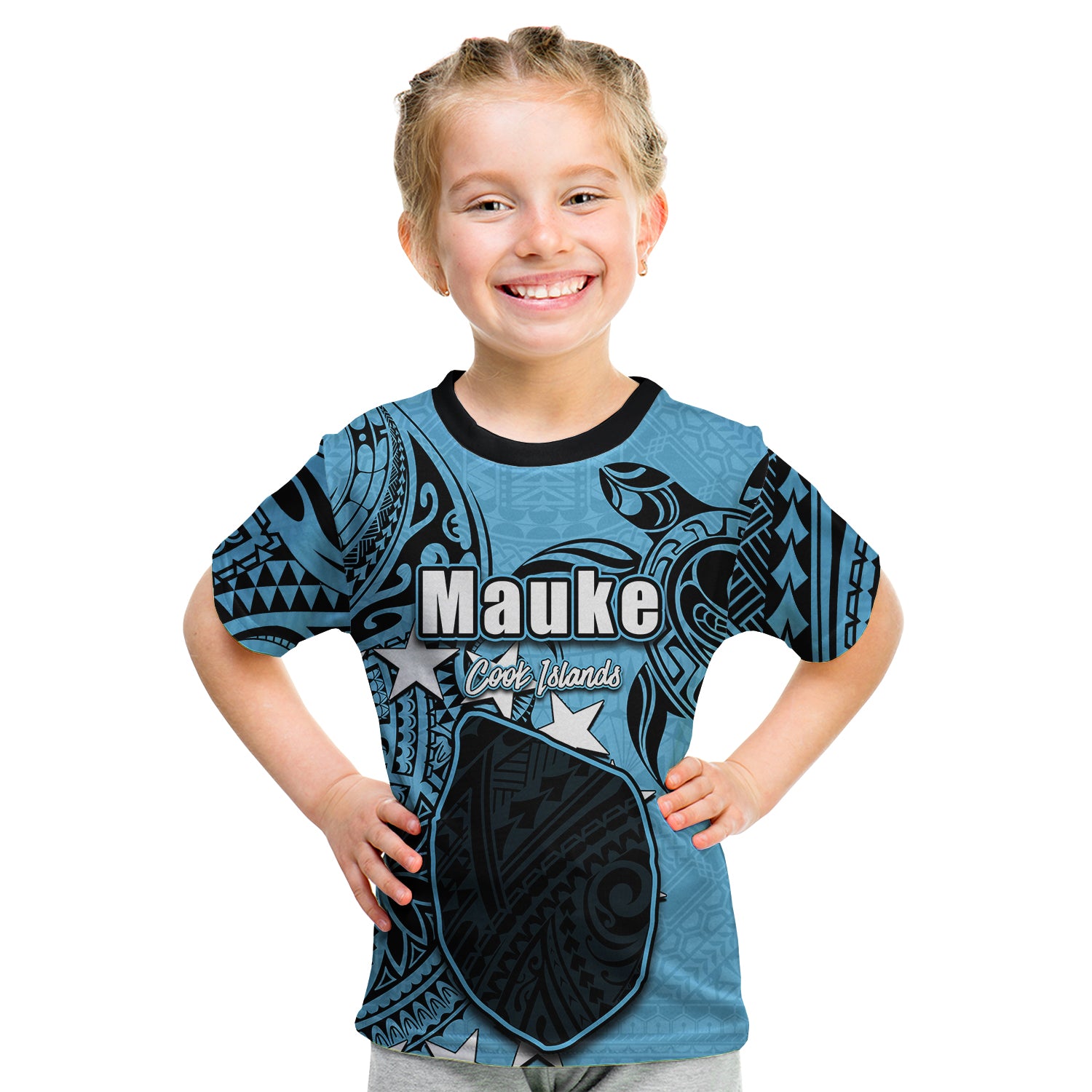 (Custom Personalised)Cook Islands T Shirt Kid Mauke LT6 - Polynesian Pride