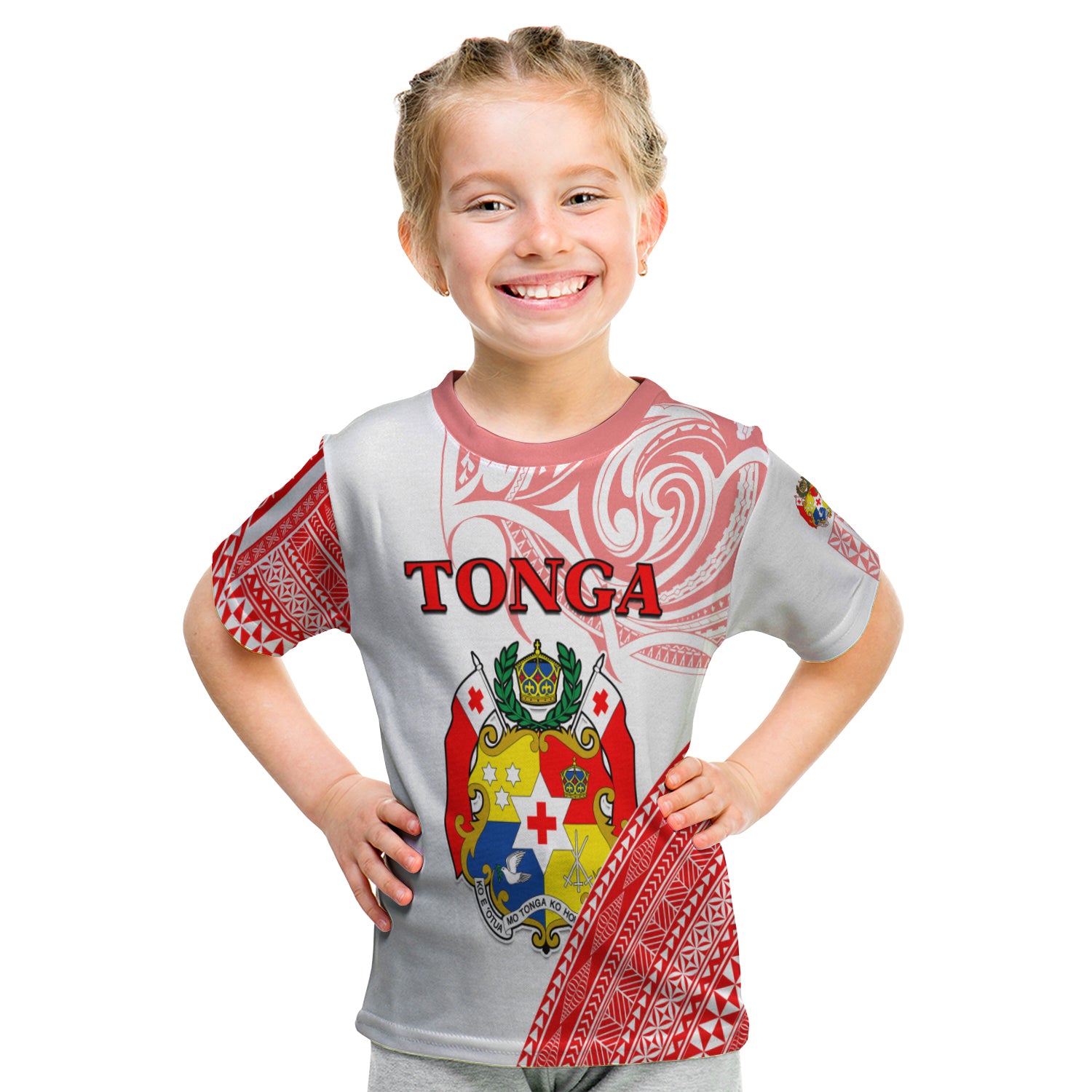 Tonga T Shirt Kid Tongan Pattern Blithesome LT13 - Polynesian Pride