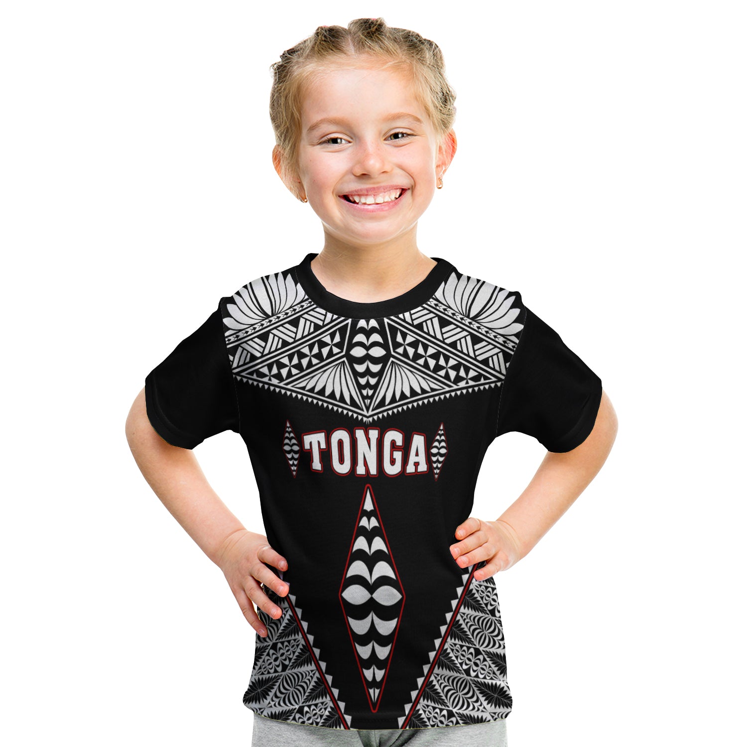 Tonga T Shirt Kid Tongan Kupesi Pattern LT13 - Polynesian Pride