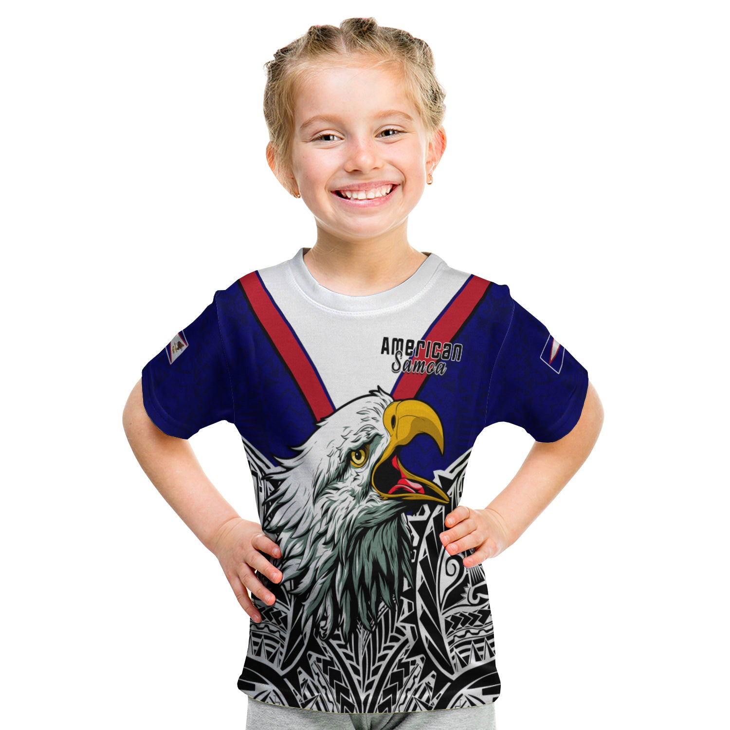 American Samoa T Shirt KID Bald Eagle Mix Polynesian LT13 - Polynesian Pride