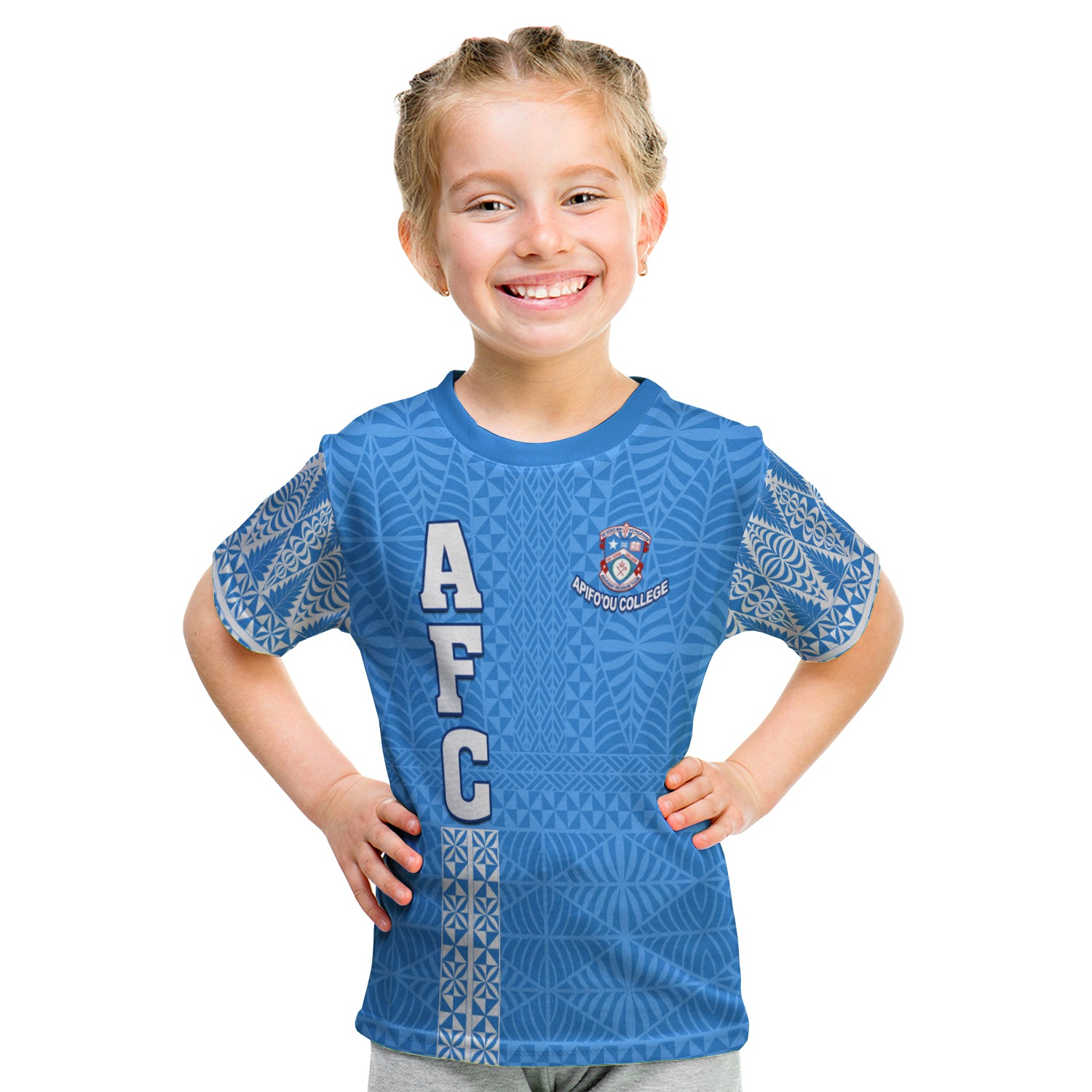 Apifo'Ou College T Shirt Kid Tongan Pattern Afc Lovers LT13 - Polynesian Pride