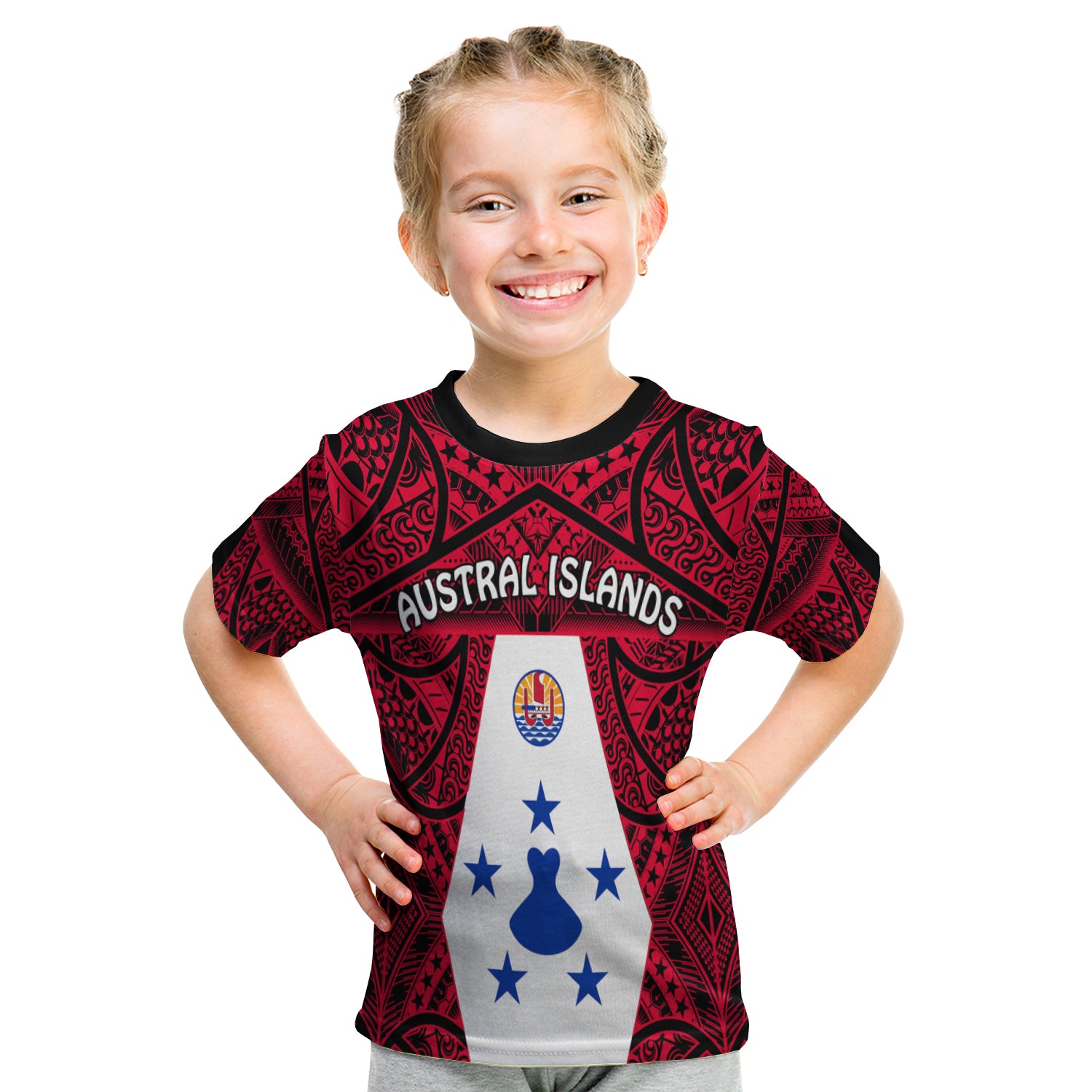 Austral Islands T Shirt Kid Polynesian Pattern French Polynesia LT13 - Polynesian Pride