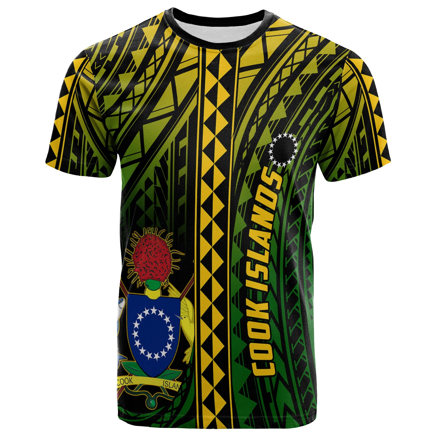 Cook Islands T Shirt Polynesian Pattern Stars LT13 Unisex Black - Polynesian Pride