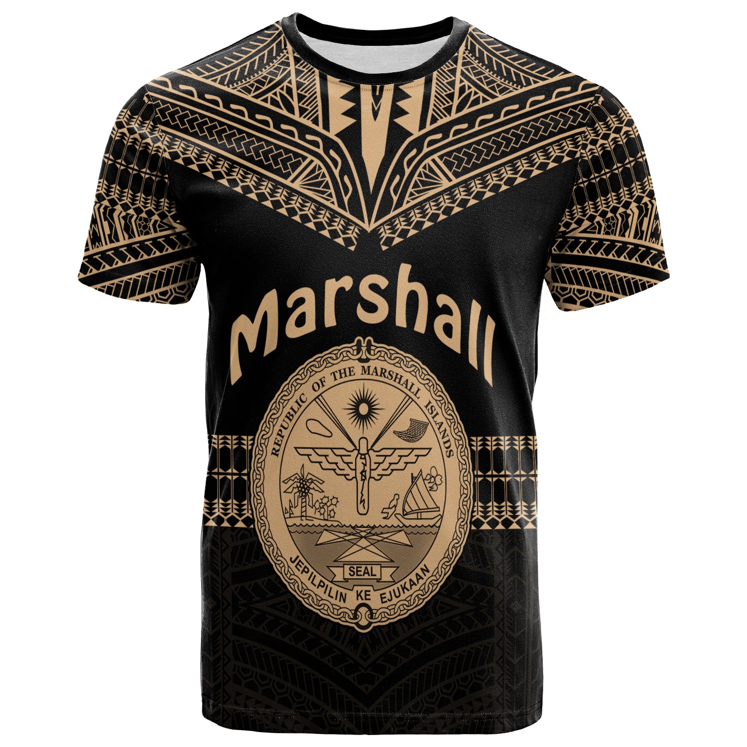 Marshall Islands T Shirt Best Tattoo Version Golden LT13 Unisex Golden - Polynesian Pride