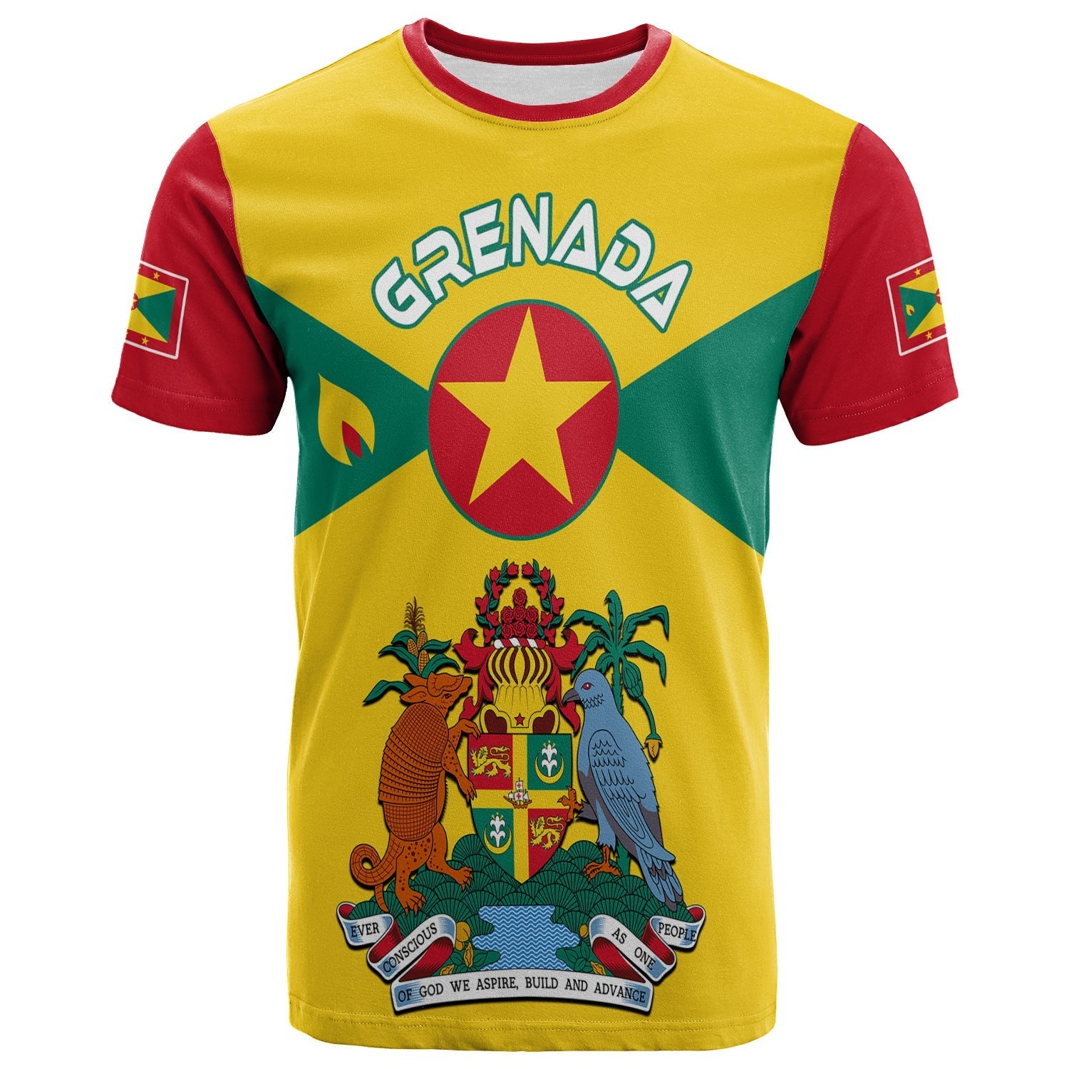 Grenada T Shirt Power Grenada Mix Coat of Arms LT13 Art - Polynesian Pride