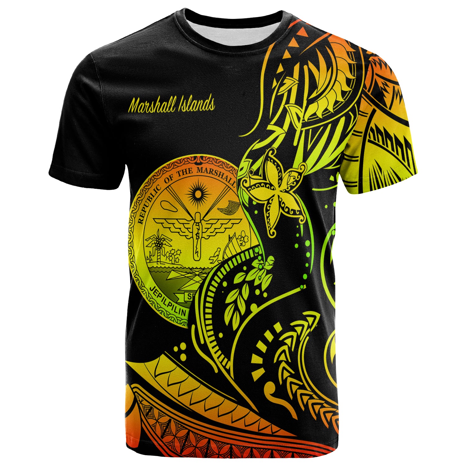 Marshall Islands T Shirt Proud Seal Star Version Reggae LT13 Unisex Reggae - Polynesian Pride