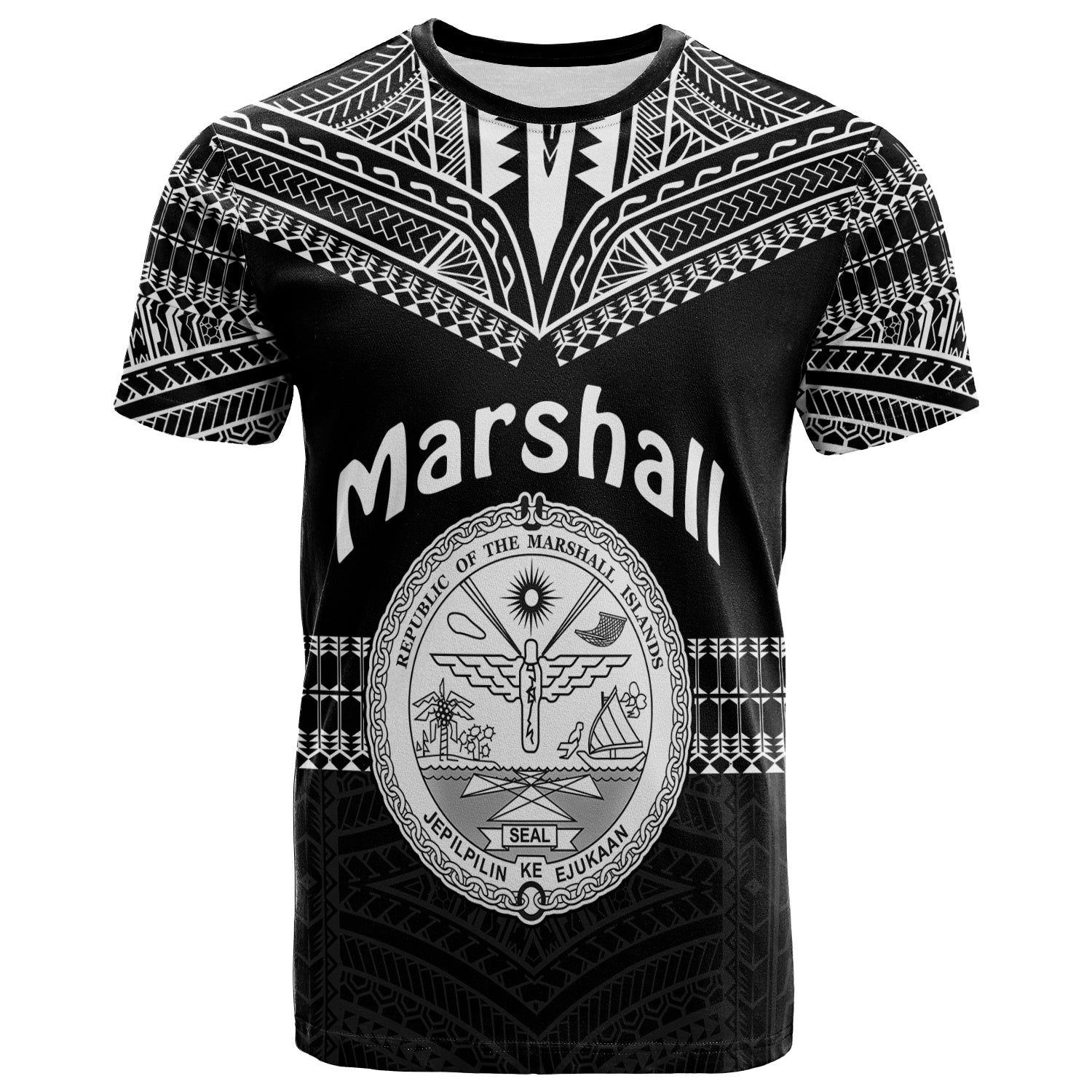 Marshall Islands T Shirt Best Tattoo Version Black LT13 Unisex Black - Polynesian Pride