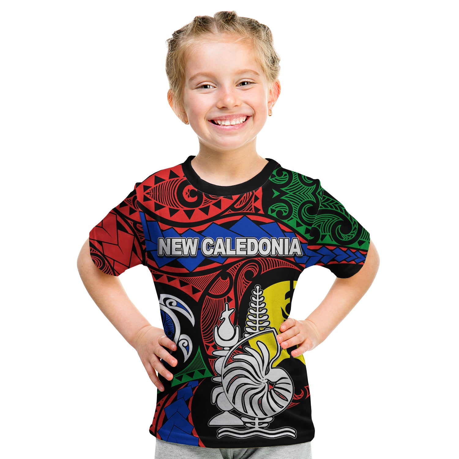 (Custom Personalised)New Caledonia T Shirt Kid Color Flag LT6 - Polynesian Pride