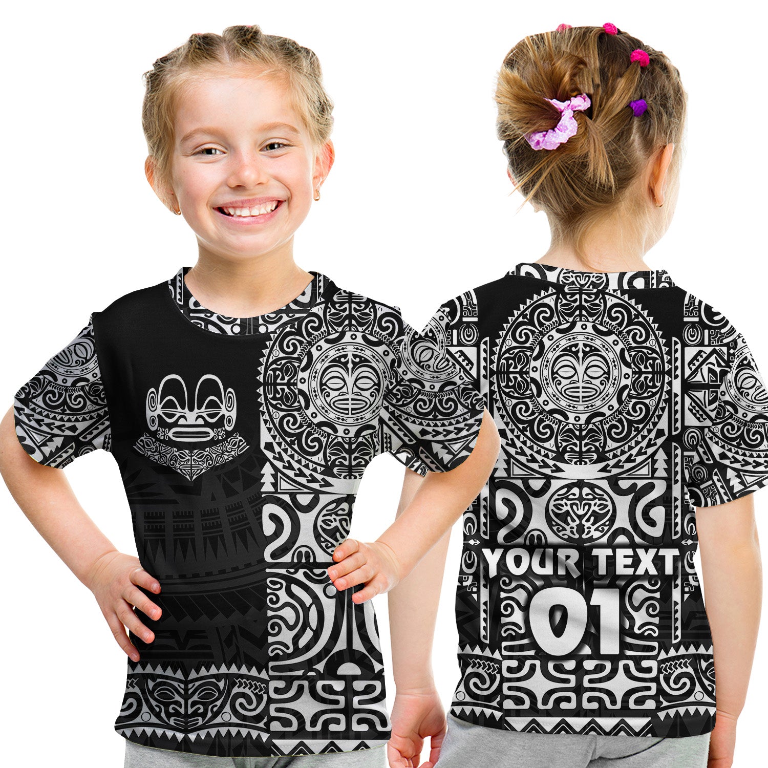 (Custom Personalised) Marquesas Islands T Shirt Kid Marquesan Tattoo Unique Style - Black LT8 - Polynesian Pride