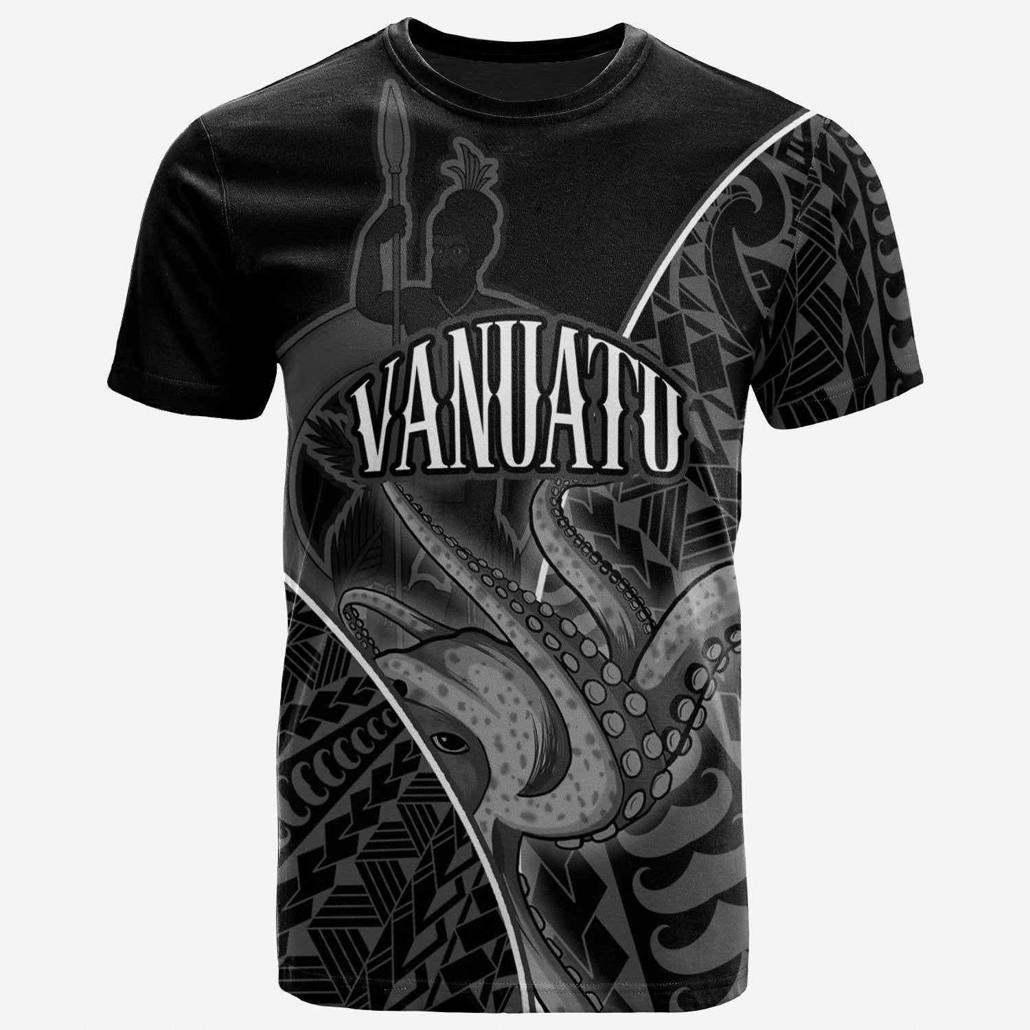 Vanuatu T Shirt Octopus Style White Color Unisex Art - Polynesian Pride