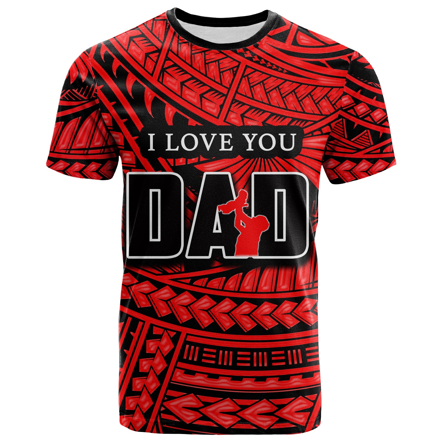 Custom Happy Fathers Day T Shirt Polynesian Patterns Red Style LT6 Red - Polynesian Pride