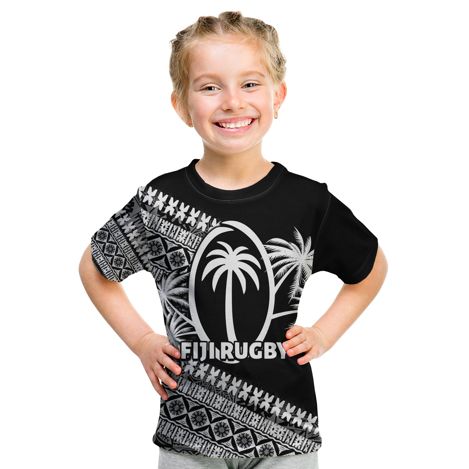 (Custom Personalised) FijI Tapa Rugby T Shirt KID LT6 - Polynesian Pride