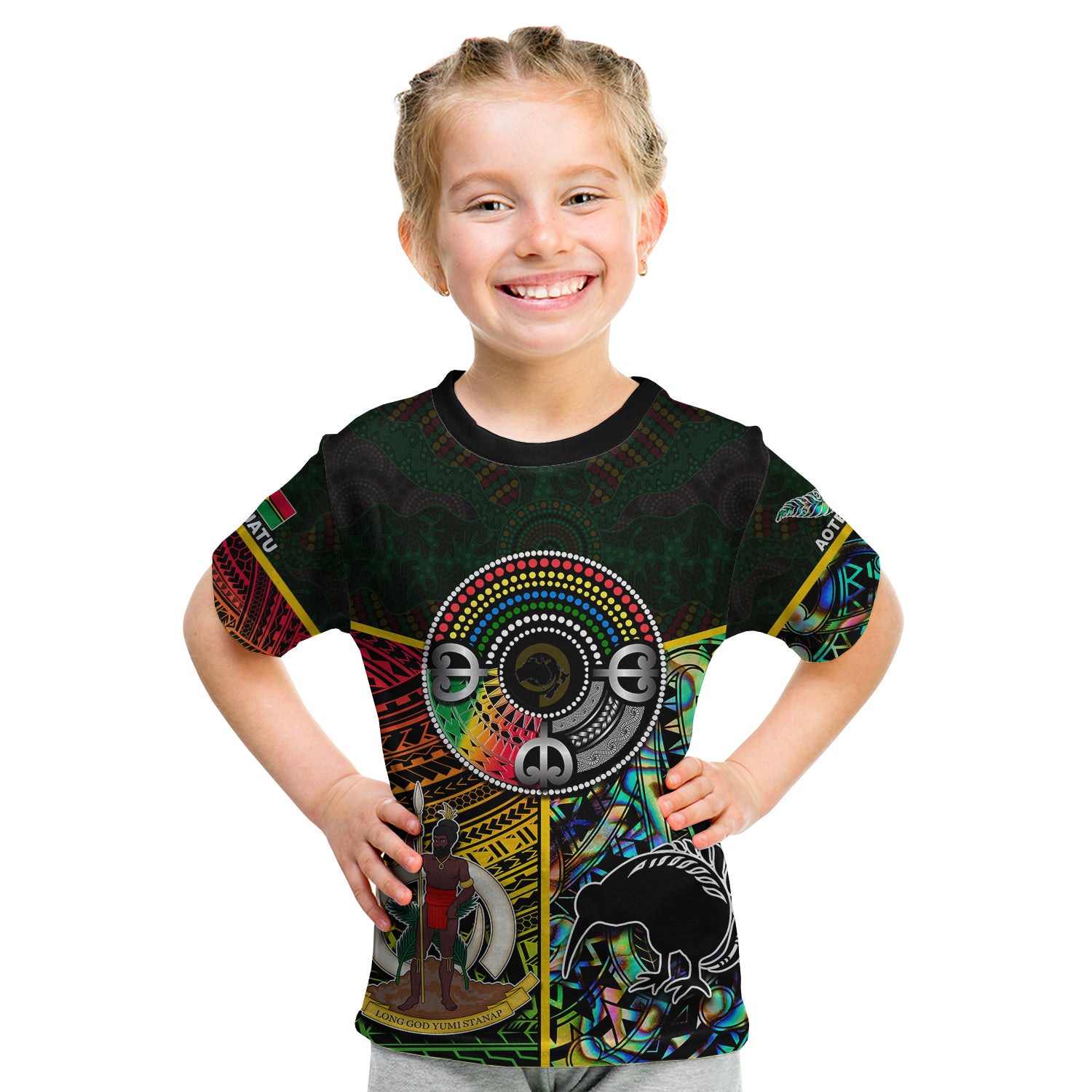 (Custom Personalised) Vanuatu Mix Maori And Aboriginal T Shirt KID LT6 - Polynesian Pride