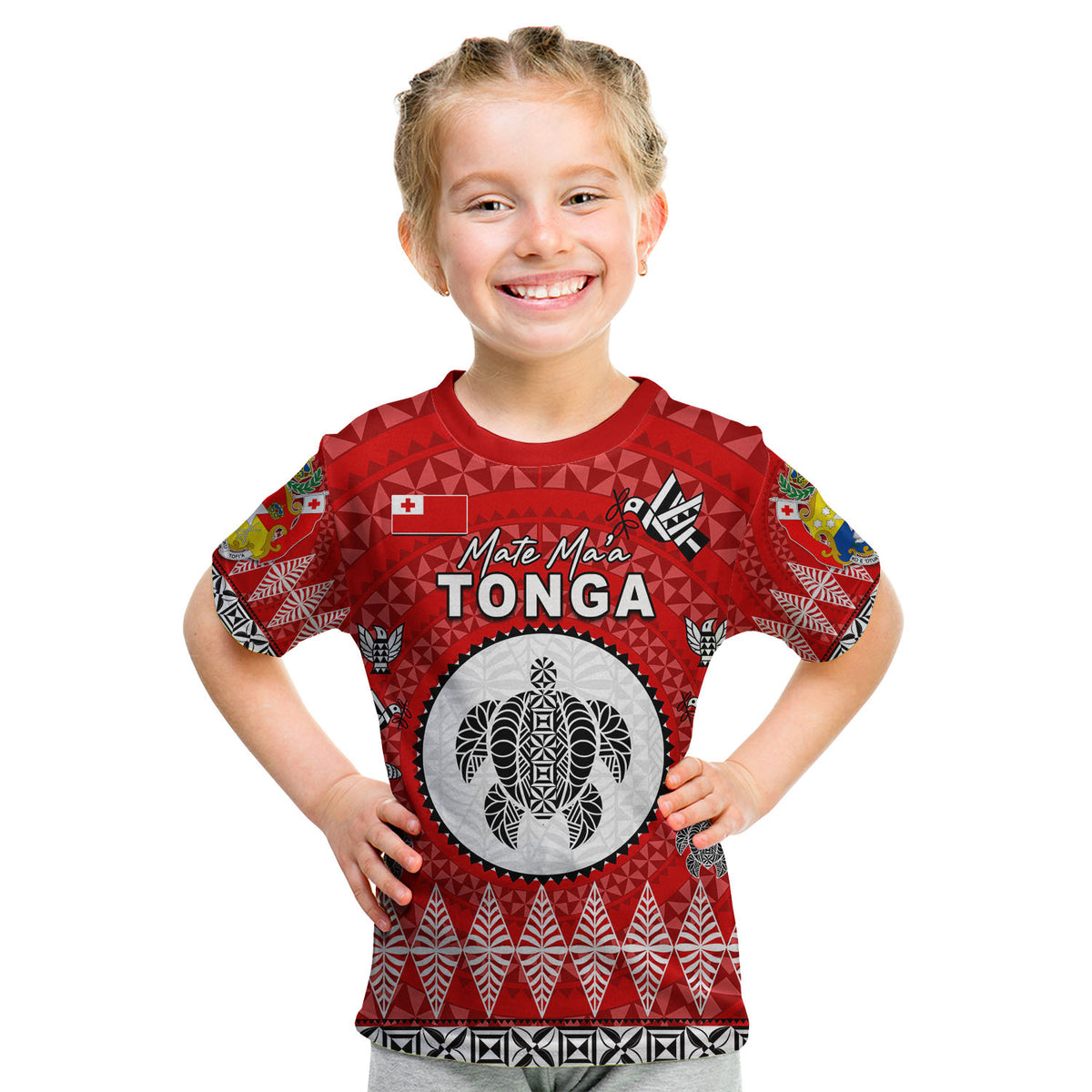 (Custom Personalised) Mate Ma'a Tonga Ngatu Fonu Rugby T Shirt KID LT6 Youth XL Size14 - Polynesian Pride