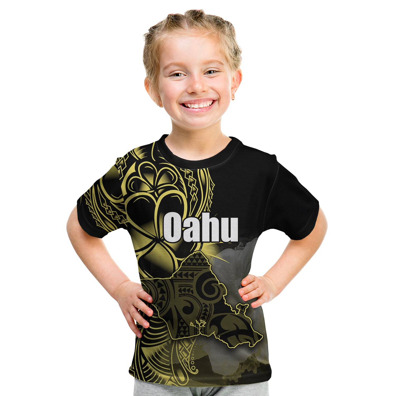 (Custom Personalised) Hawaiian Islands T Shirt Kid Oahu LT6 Youth XL Size14 - Polynesian Pride