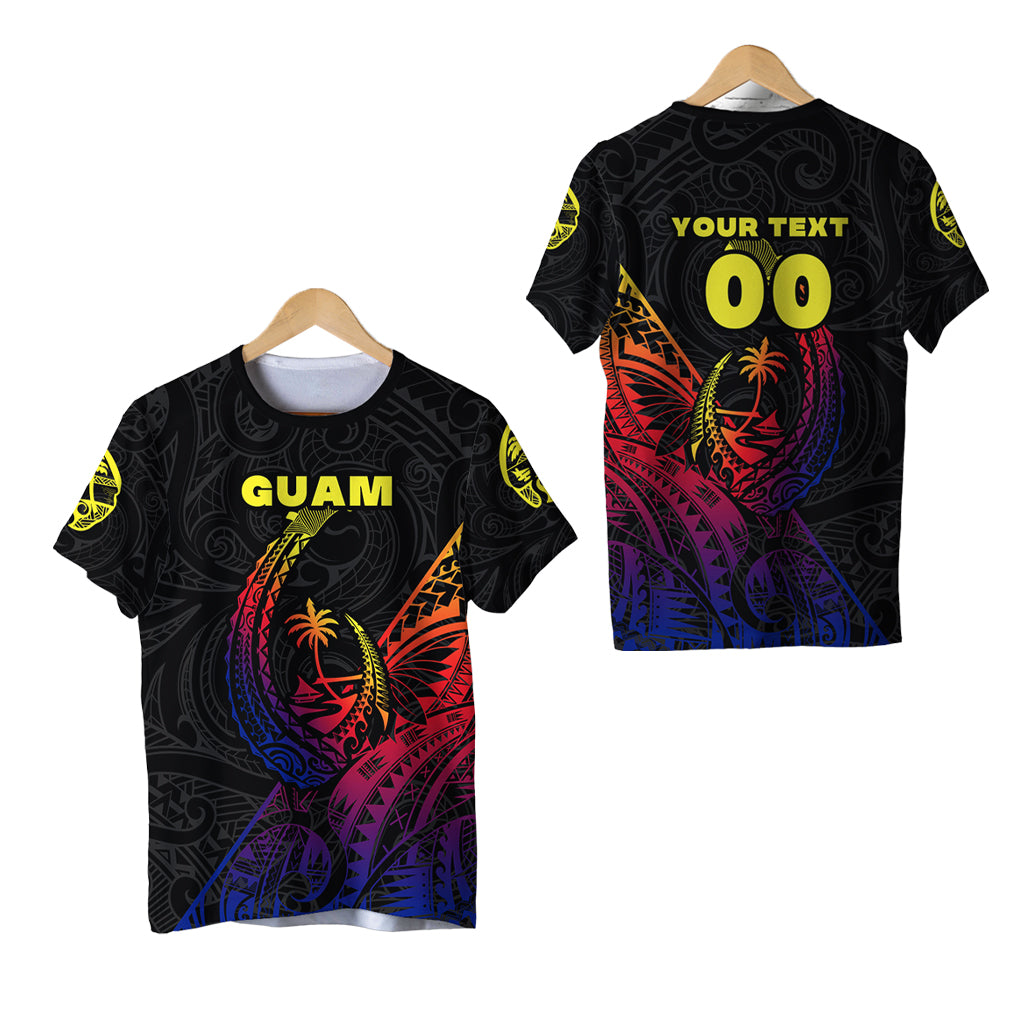 Custom Guam Rugby T Shirt Polynesian Patterns Style Gradient LT16 Unisex Black - Polynesian Pride