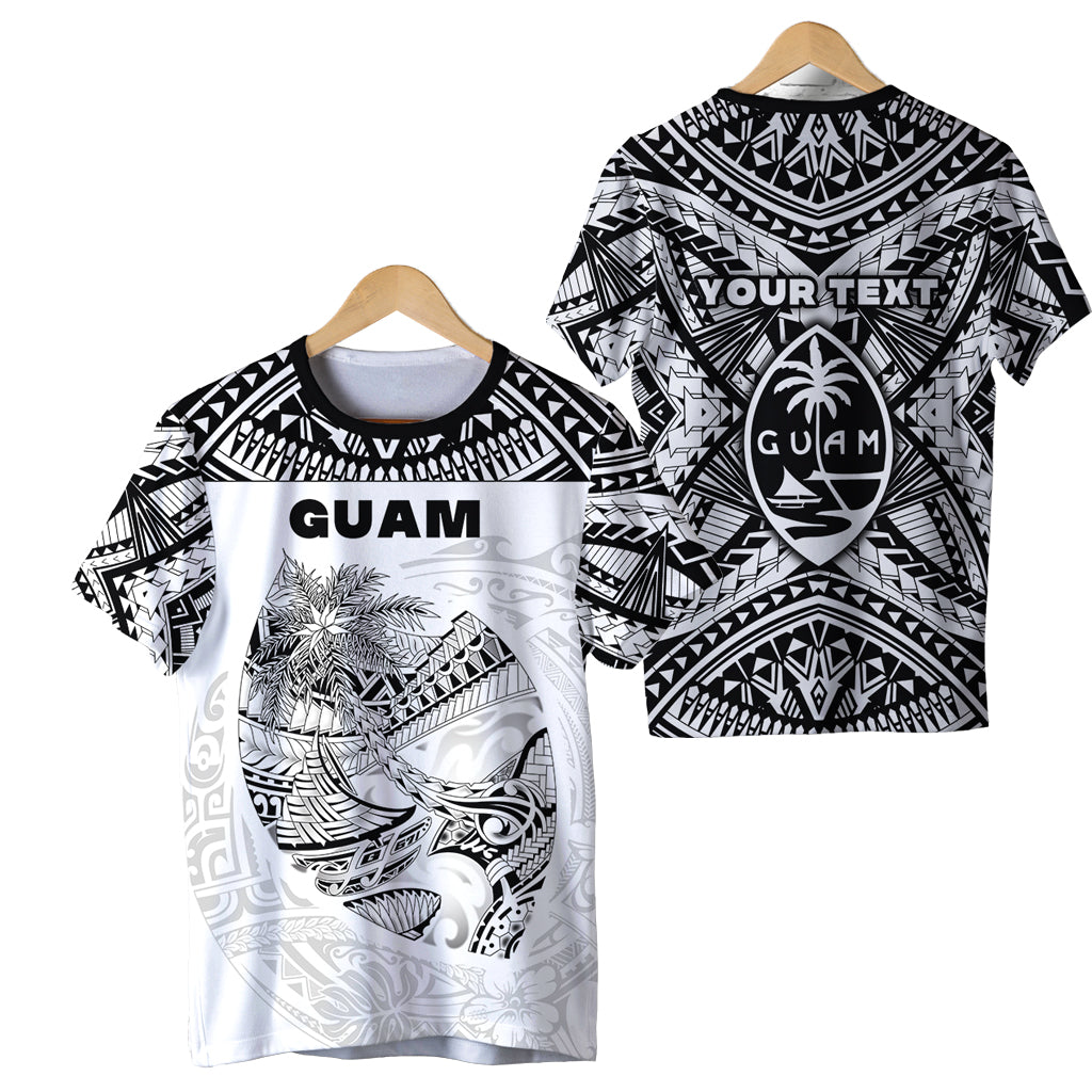 Custom Guam Rugby T Shirt Polynesian Patterns White LT16 Unisex White - Polynesian Pride