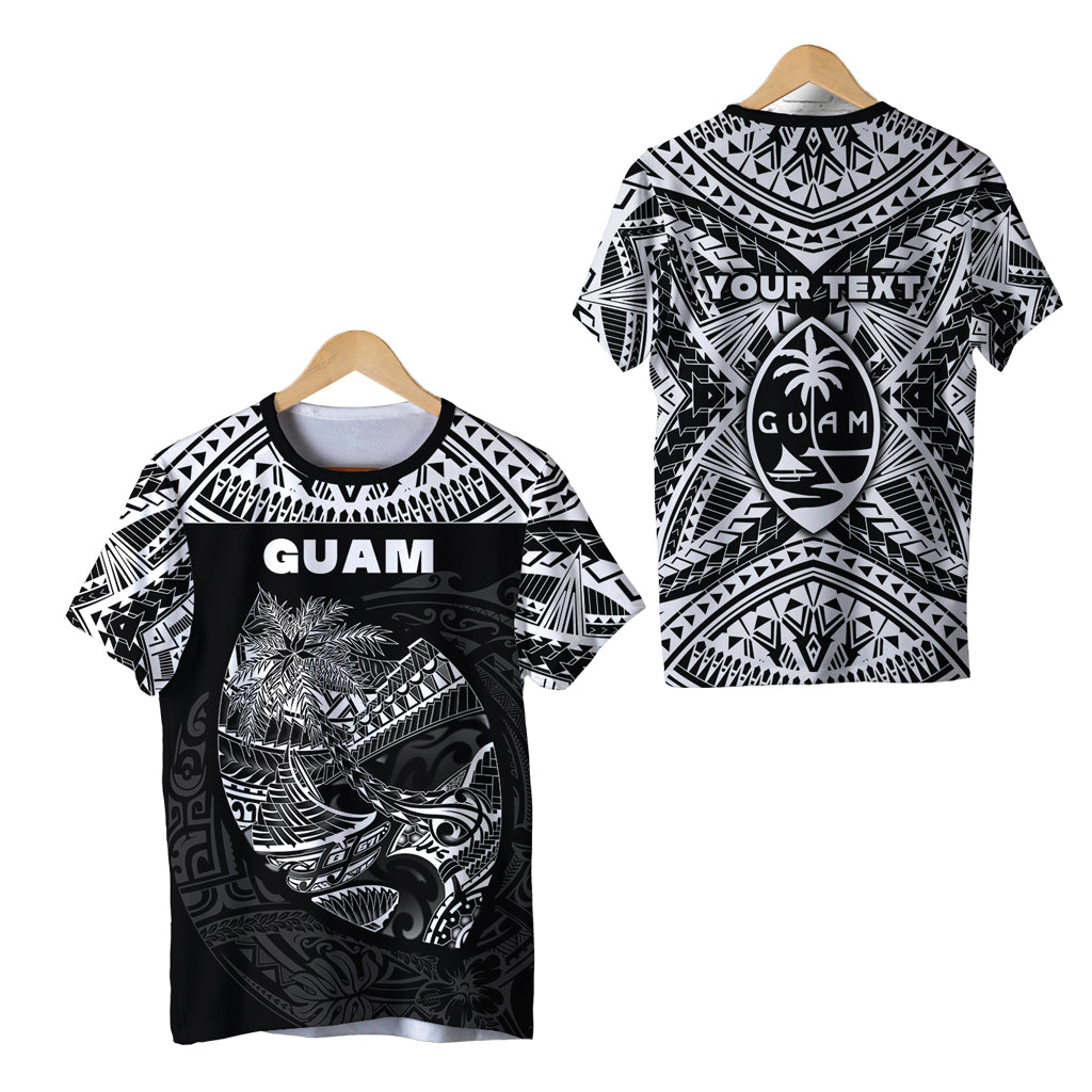 Custom Guam Rugby T Shirt Polynesian Patterns Black LT16 Unisex Black - Polynesian Pride