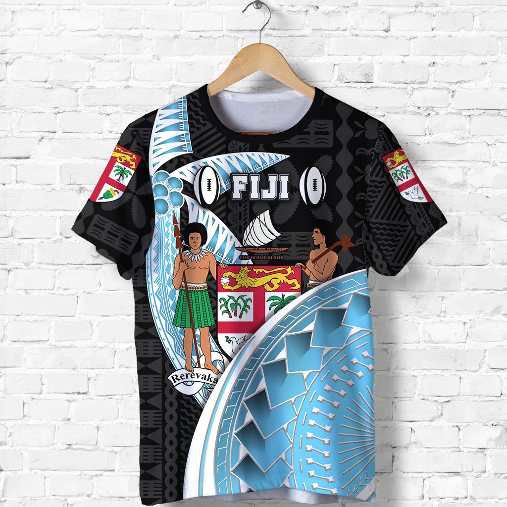 Custom Fiji Rugby T Shirt Armor Style Black Unisex Black - Polynesian Pride