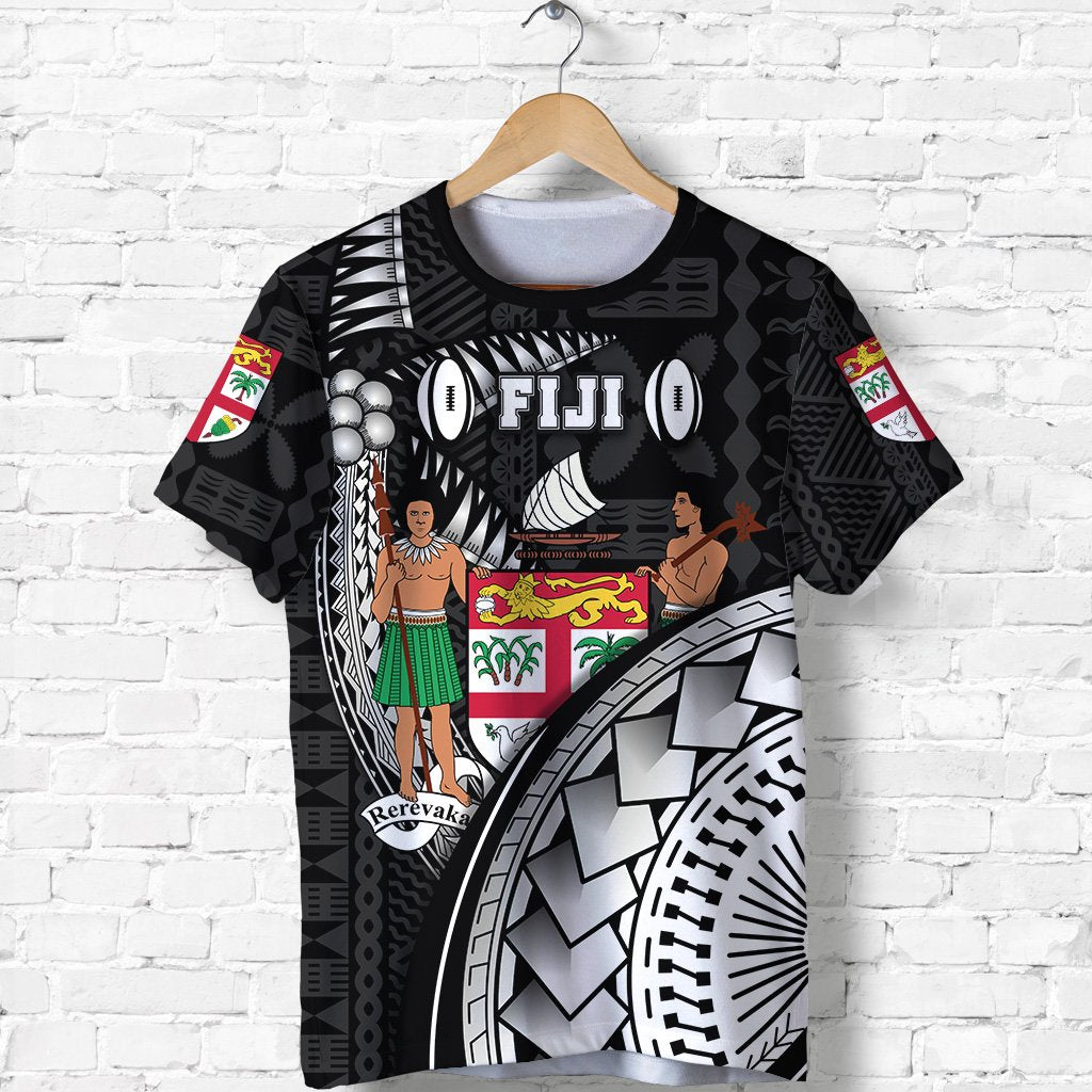 Custom Fiji Rugby T Shirt Armor Style Unisex Black - Polynesian Pride