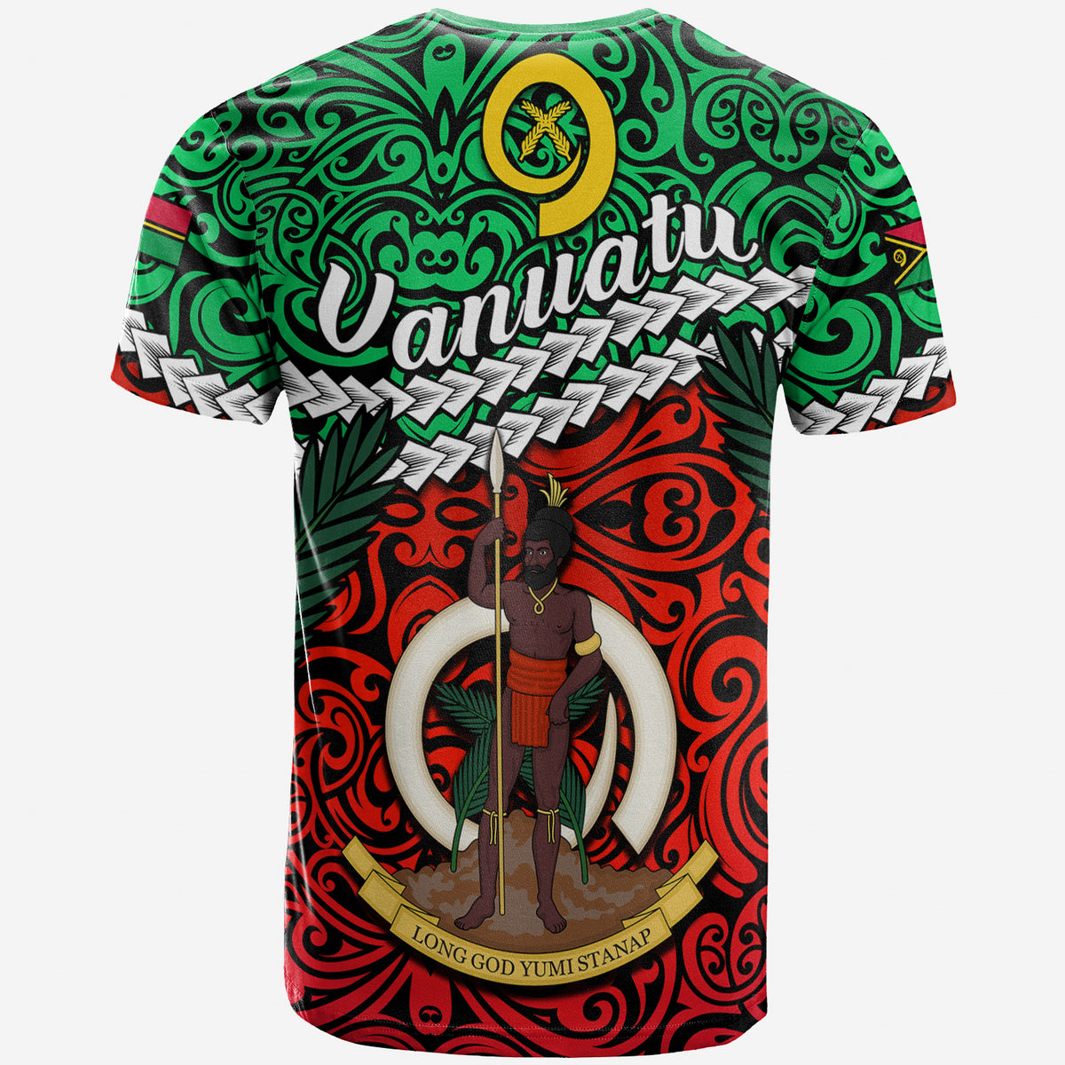 Custom Proud Vanuatu T Shirt Pattern Mix Flag LT13 - Polynesian Pride