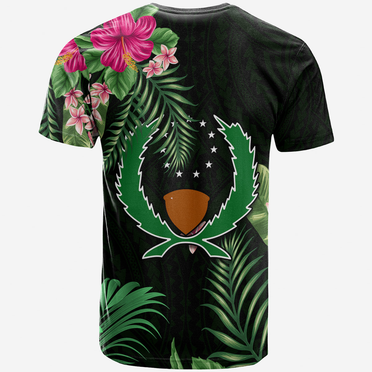 Pohnpei Micronesia Green T Shirt Tropical Flowers LT13 - Polynesian Pride