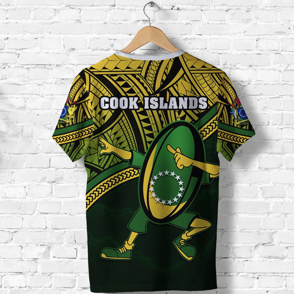 Custom Cook Islands Rugby T Shirt Dab Trend Creative - Polynesian Pride