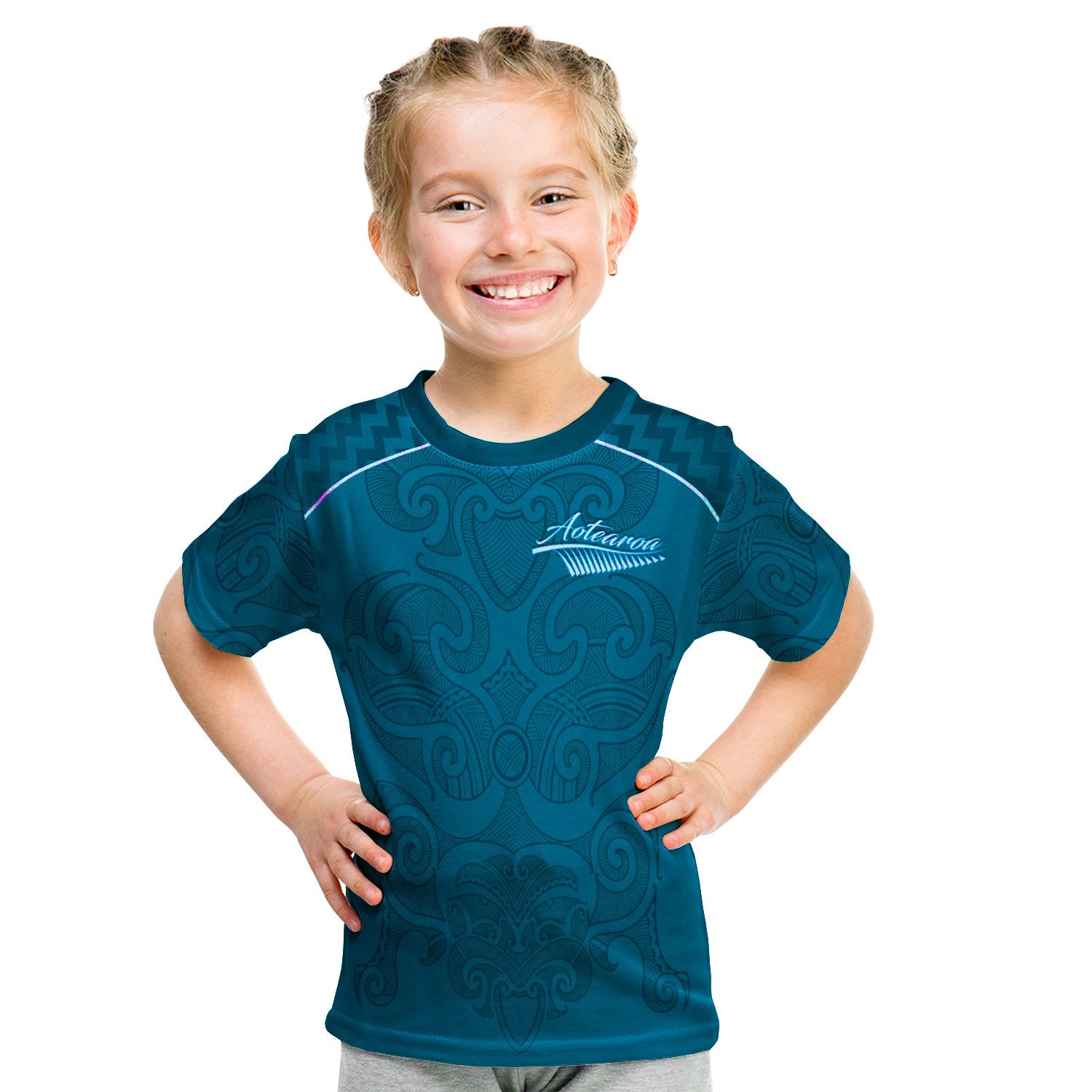 Maori 2021 T Shirt Kid - Turquoise Aotearoa Tattoo LT13 Youth XL Size14 - Polynesian Pride