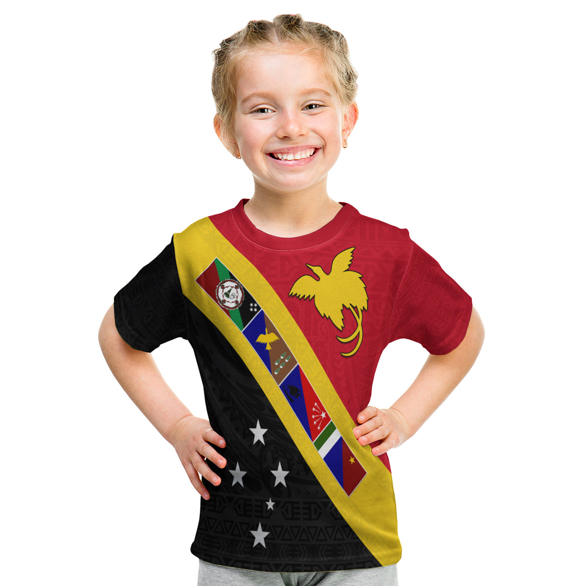 Papua New Guinea Pattern T Shirt Kid Four Province LT13 - Polynesian Pride